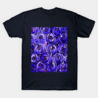 BLUE ROSES AND TEARDROPS Art Nouveau Floral T-Shirt